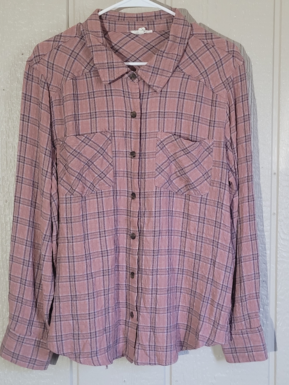 Maurices Mauve Plaid Button-Down Shirt